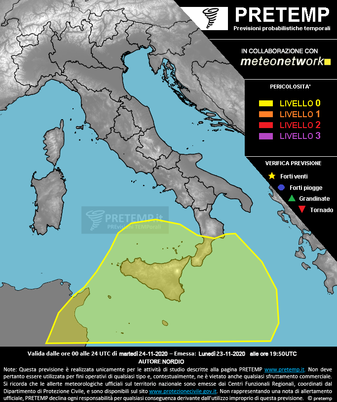 Mappa previsione del 24 novembre 2020