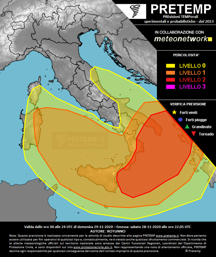 Mappa previsione del 29 novembre 2020