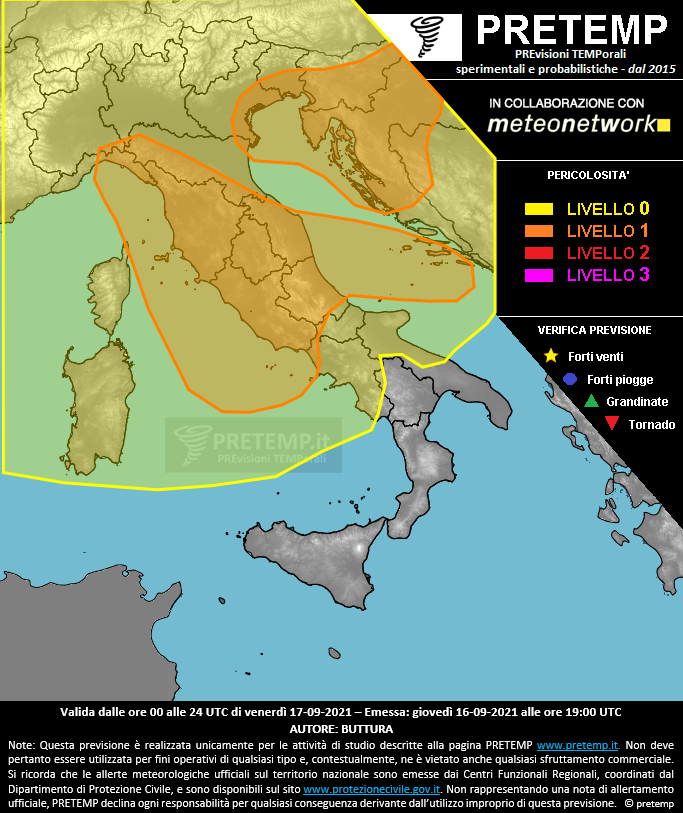 Mappa previsione del 17 settembre 2021