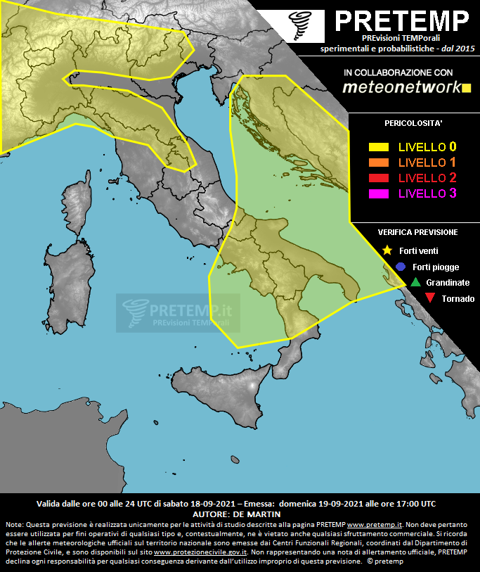 Mappa previsione del 18 settembre 2021