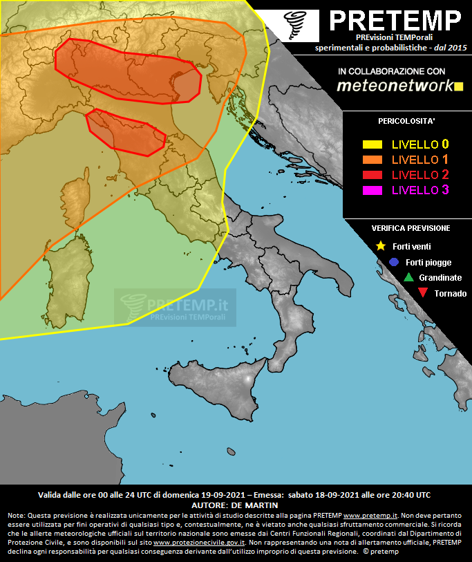 Mappa previsione del 19 settembre 2021
