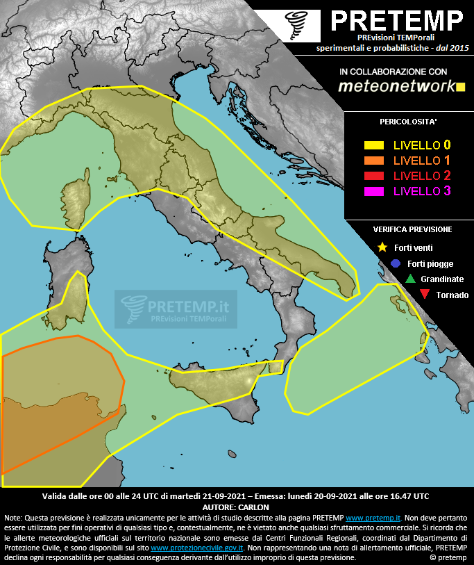 Mappa previsione del 21 settembre 2021