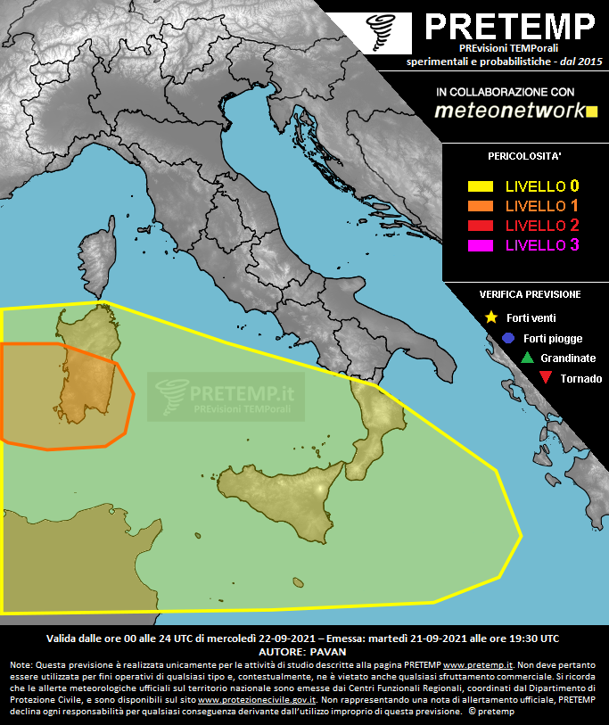 Mappa previsione del 22 settembre 2021