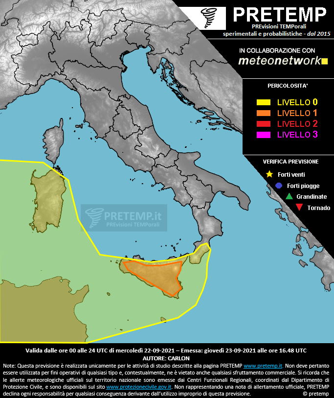 Mappa previsione del 23 settembre 2021