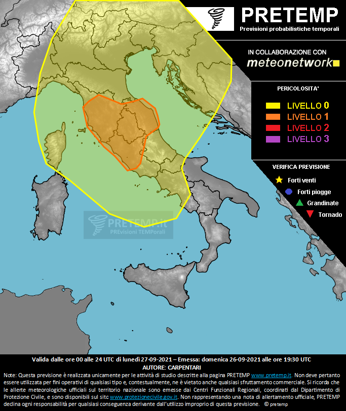 Mappa previsione del 27 settembre 2021