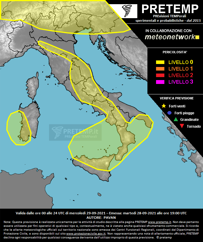 Mappa previsione del 29 settembre 2021
