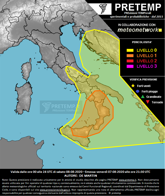 Mappa previsione del 08 agosto 2020