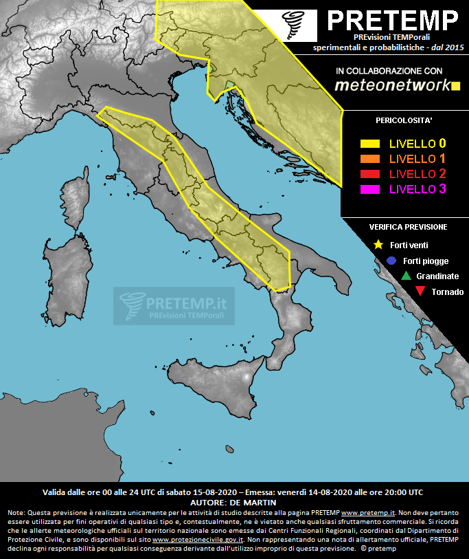 Mappa previsione del 15 agosto 2020