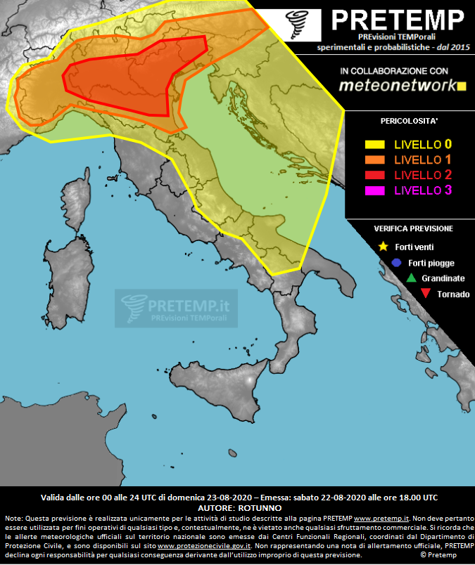 Mappa previsione del 23 agosto 2020
