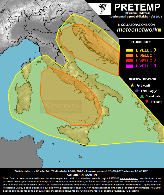 Mappa previsione del 26 settembre 2020