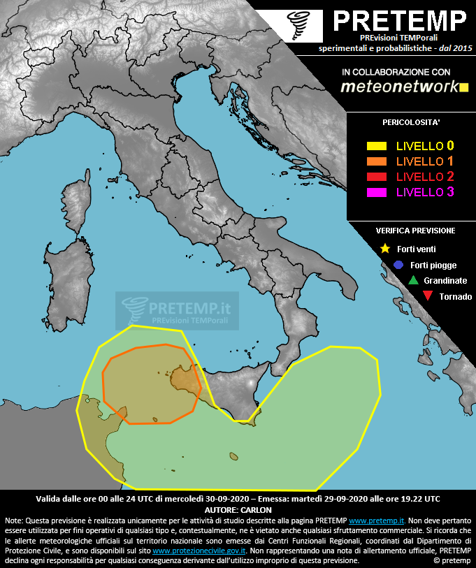 Mappa previsione del 30 settembre 2020