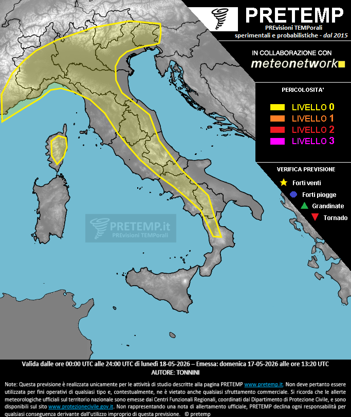 Mappa previsione del 18 maggio 2026