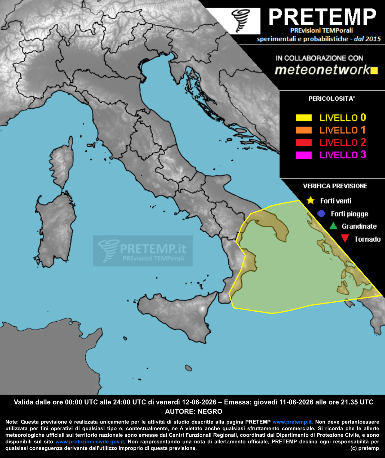 Mappa previsione del 12 giugno 2026