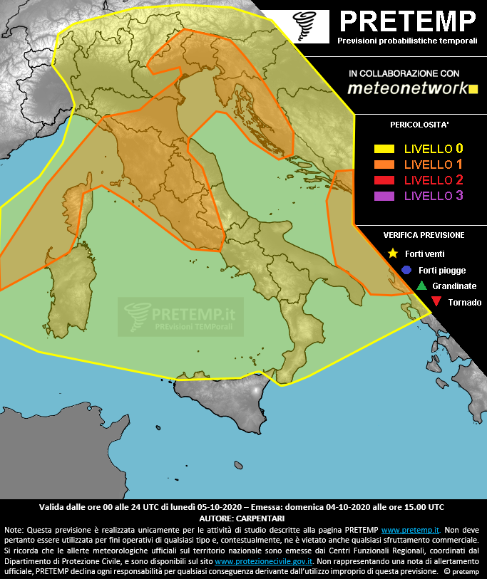 Mappa previsione del 05 ottobre 2020