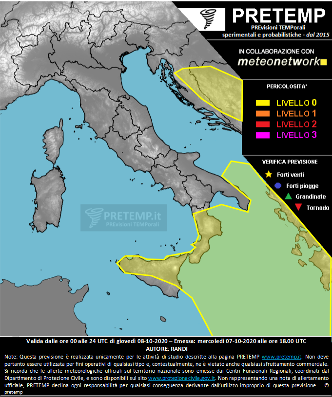 Mappa previsione del 08 ottobre 2020