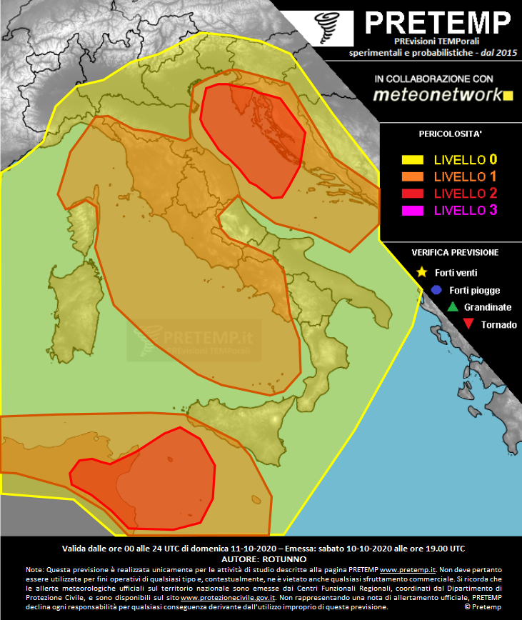 Mappa previsione del 11 ottobre 2020