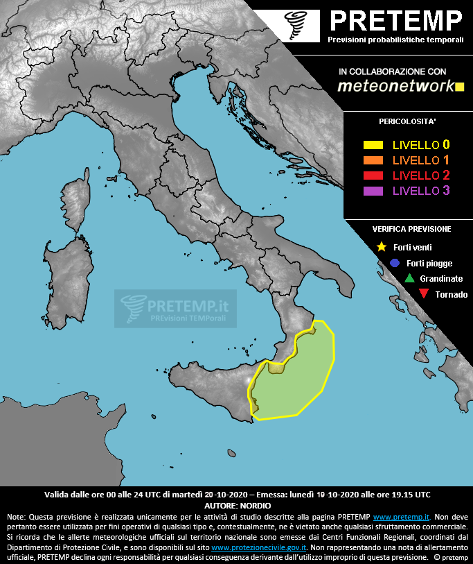 Mappa previsione del 20 ottobre 2020