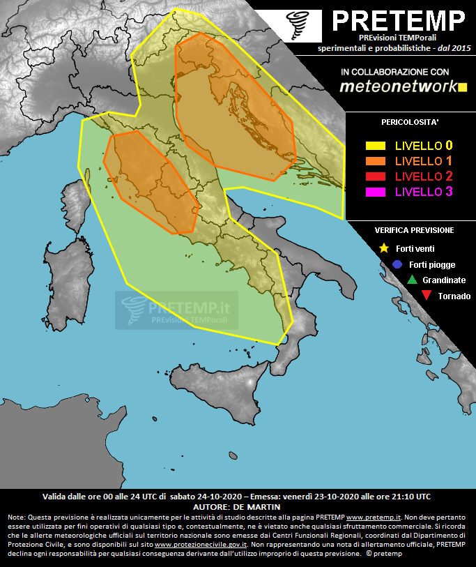 Mappa previsione del 24 ottobre 2020