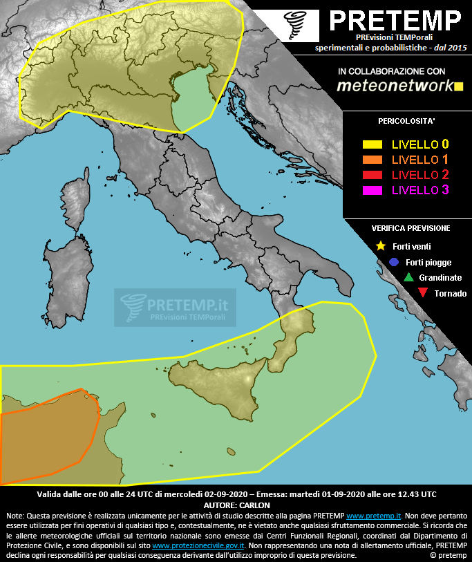 Mappa previsione del 02 settembre 2020
