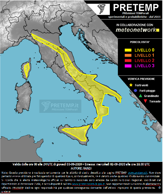 Mappa previsione del 03 settembre 2020