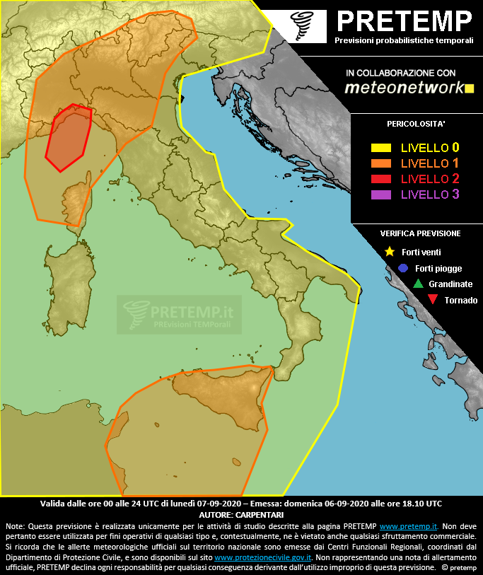 Mappa previsione del 07 settembre 2020