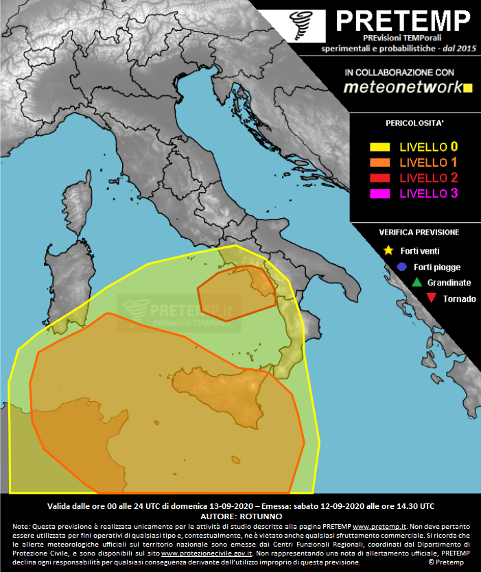 Mappa previsione del 13 settembre 2020