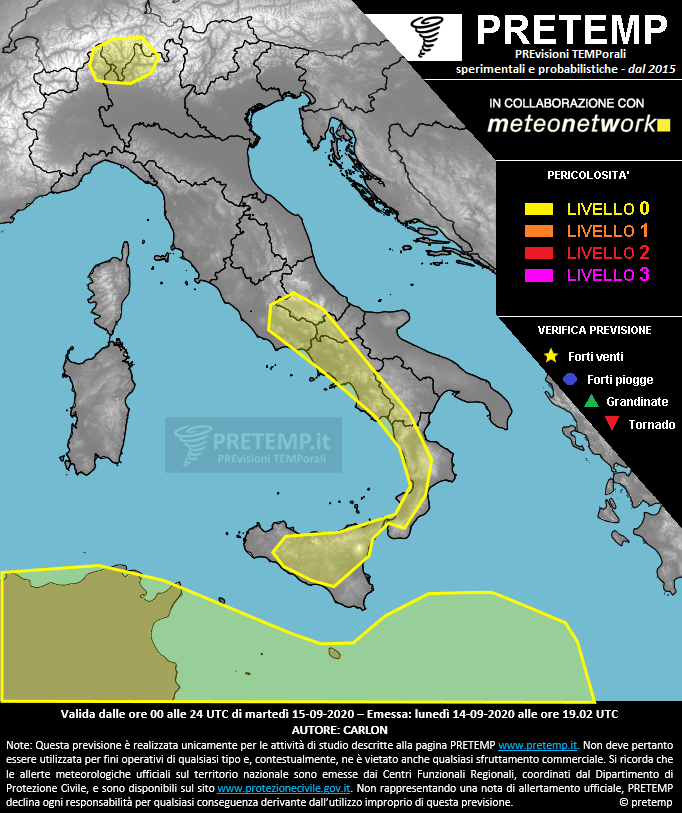 Mappa previsione del 15 settembre 2020