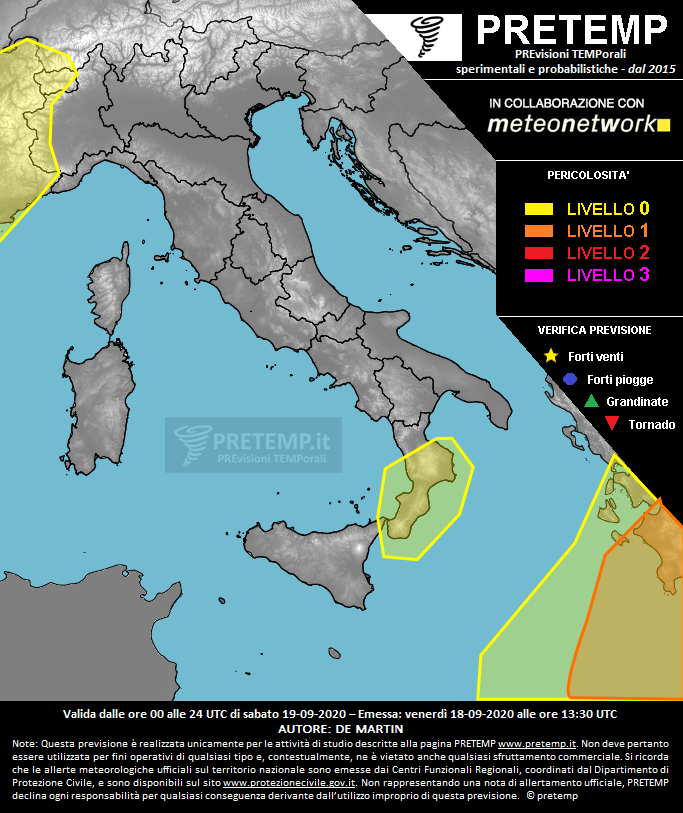 Mappa previsione del 19 settembre 2020