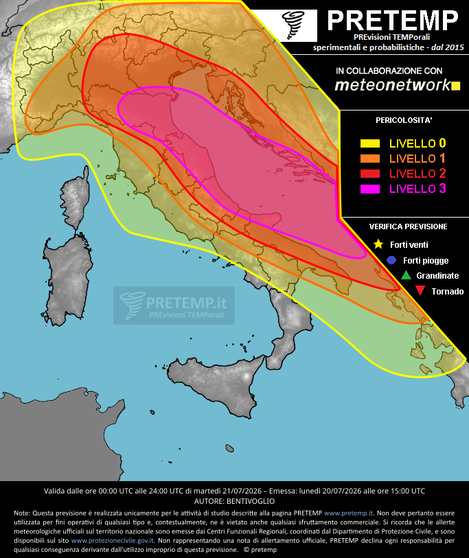 Mappa previsione del 21 luglio 2026