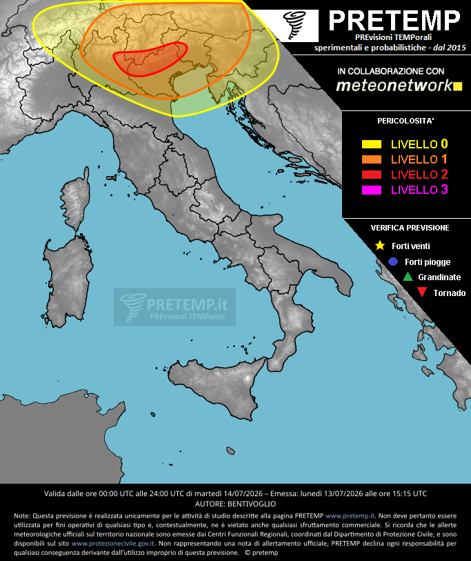 Mappa previsione del 14 luglio 2026
