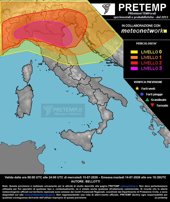 Mappa previsione del 15 luglio 2026